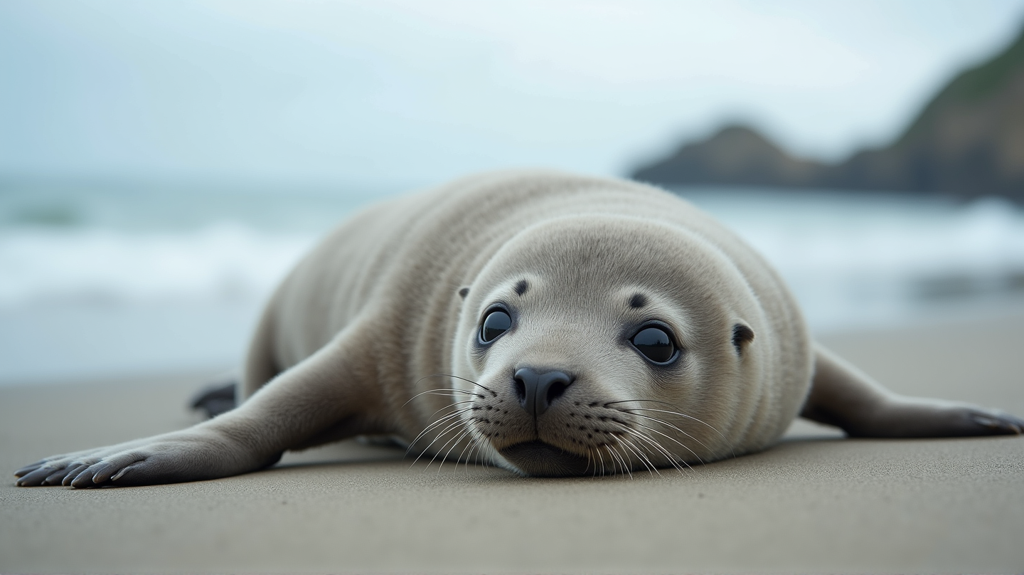 Gray Seal Pup Captivates Coney Island: Nature's Serene Spectacle