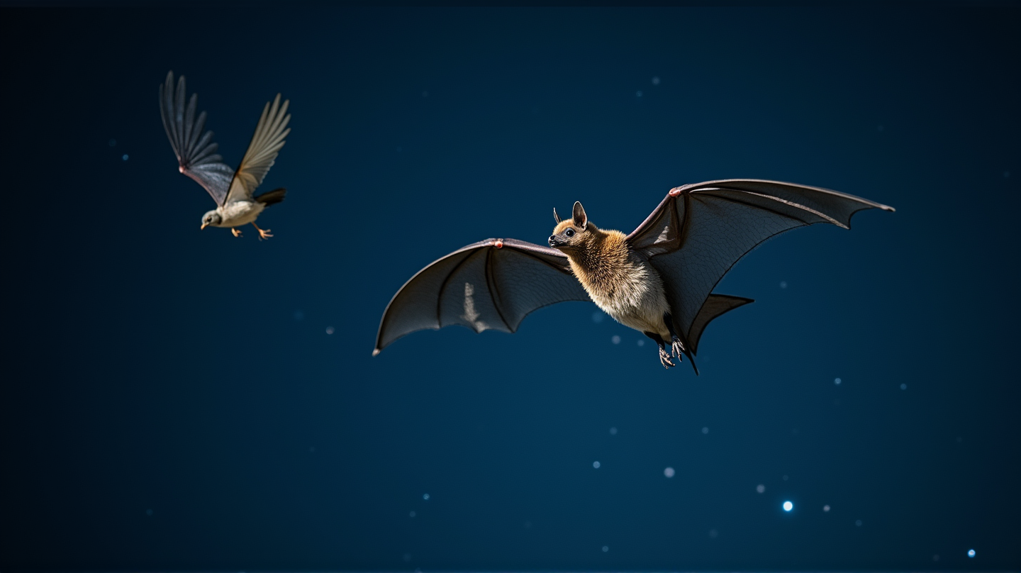 Aerial Predators: The Nighttime Bat's Songbird Pursuit