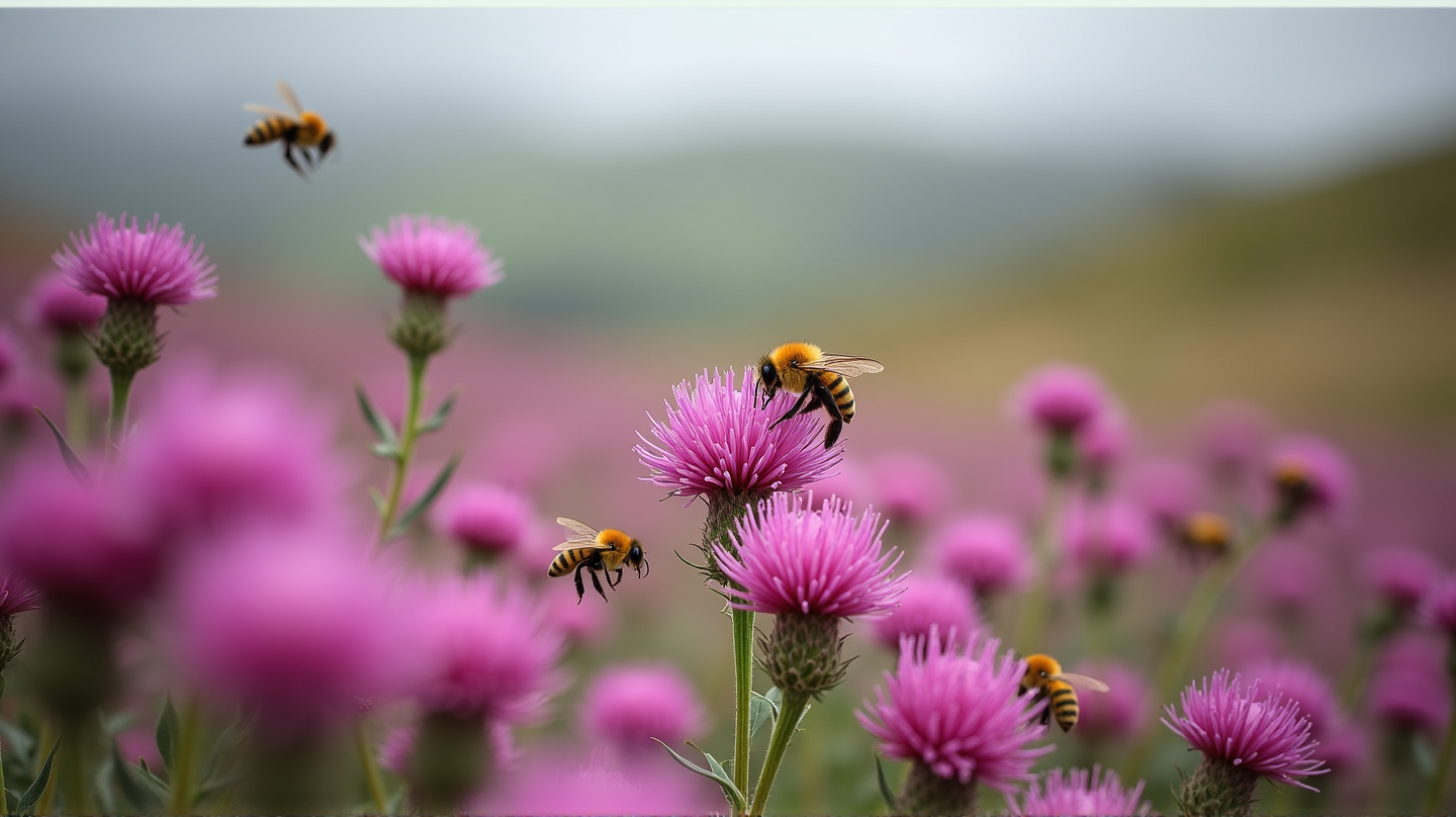 The Battle for Nectar: Honeybees vs. Bumblebees in Ireland's Heather Blooms