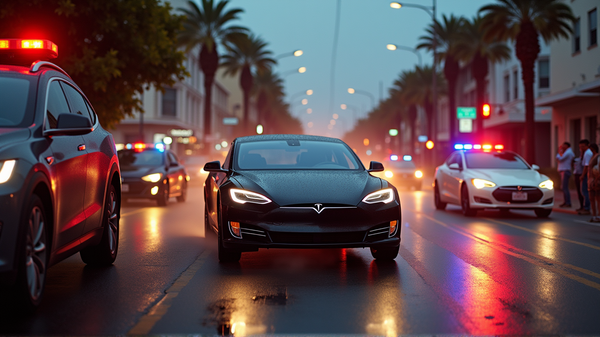 High-Speed Drama: Tesla Pursuit Ends in a West Hollywood Crash