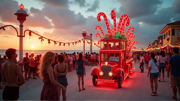 Experience the Joy: Hollywood Beach's Vibrant Candy Cane Parade!